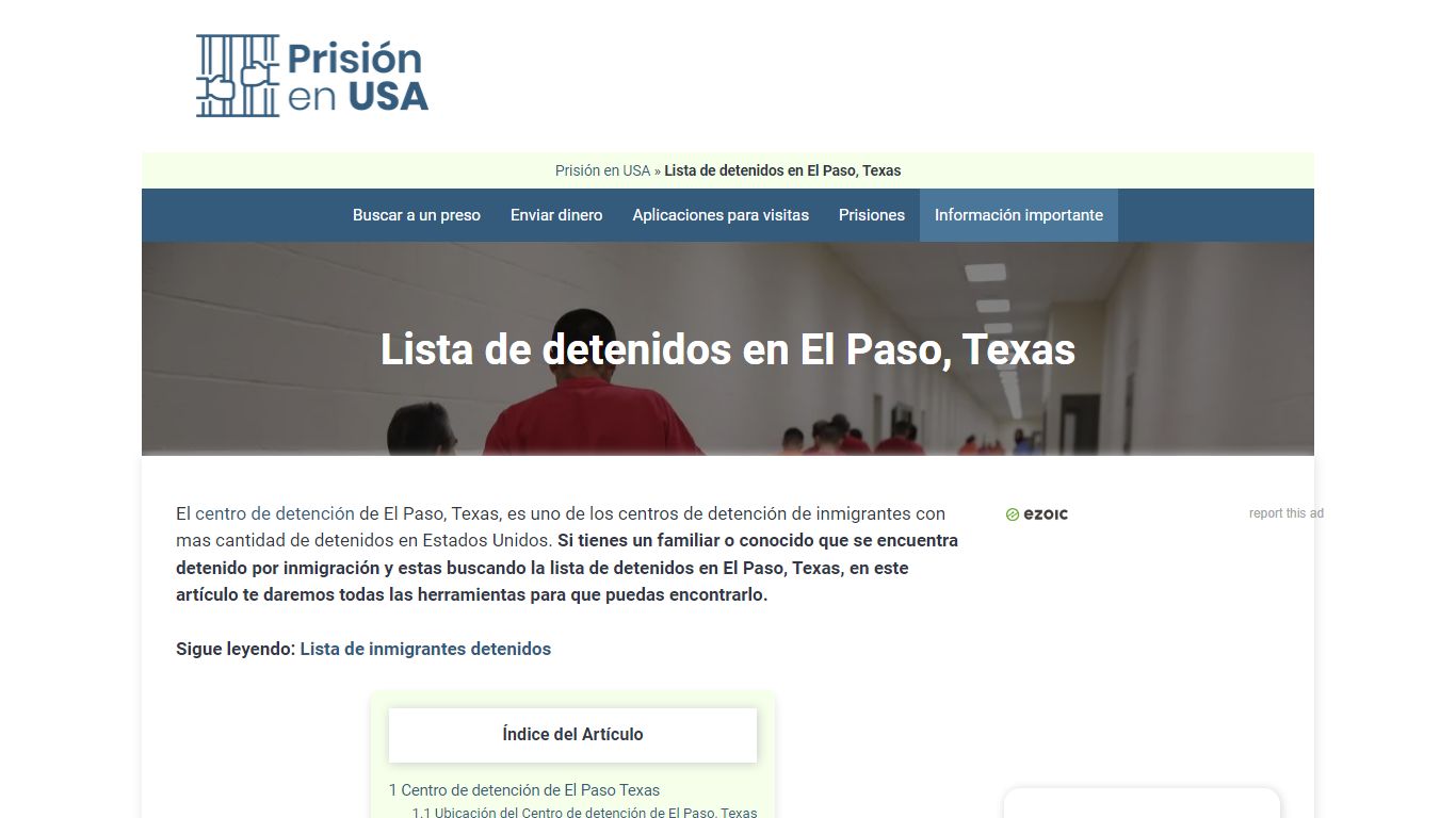 🥇 Lista de detenidos en El Paso Texas [Enero 2022] - Prisión en USA